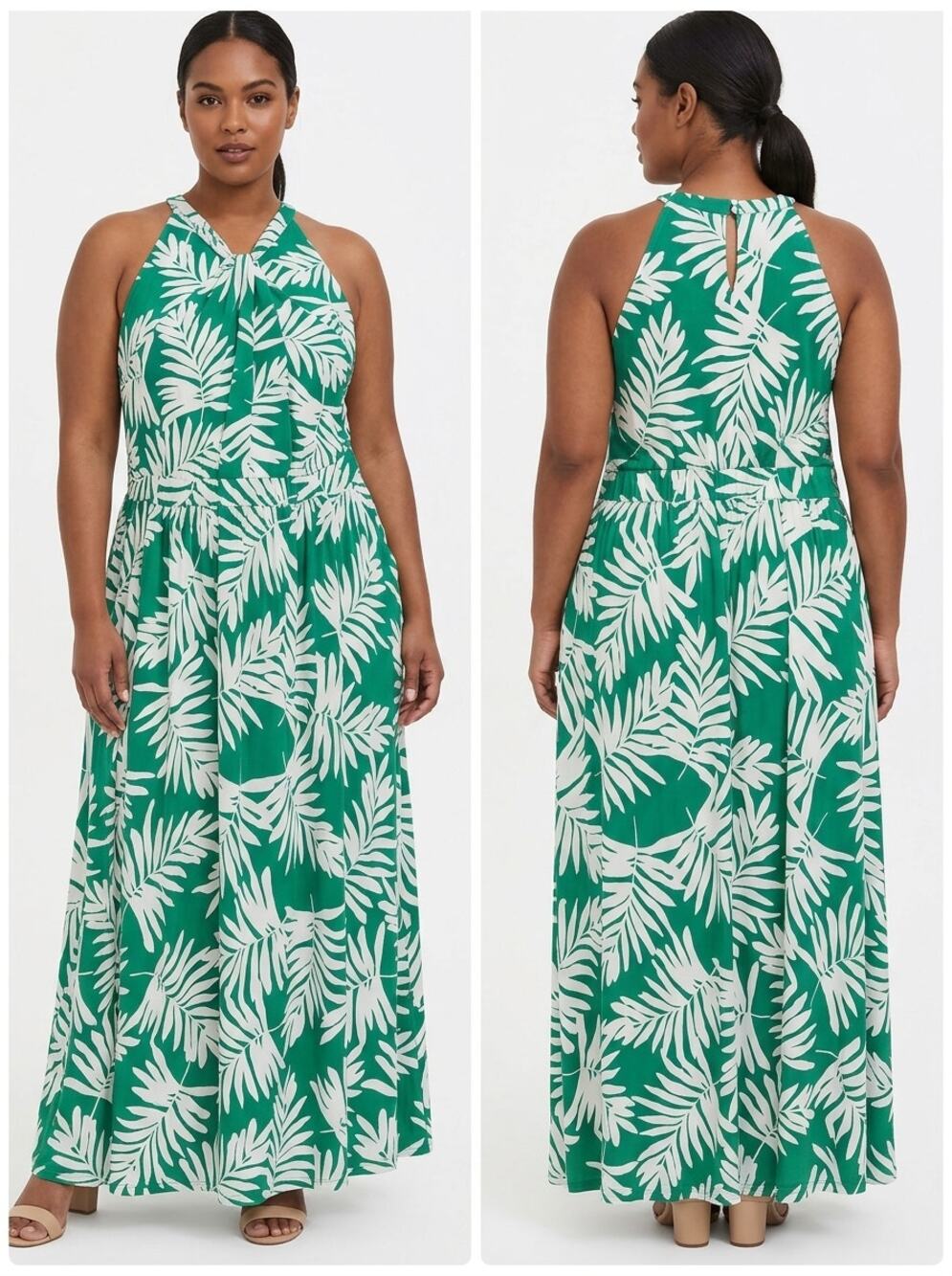 Torrid Green Maxi Jersey Floral Lightweight Dress Women Size 3